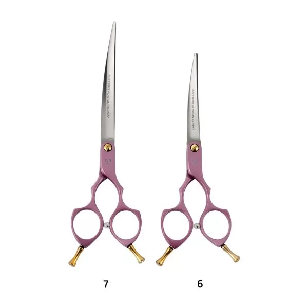 Изогнутые ножницы для стрижки собак Artero Fusion Curvy Shears Pink 7 дюймов - Все фото. - 4